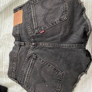 black high waisted denim shorts